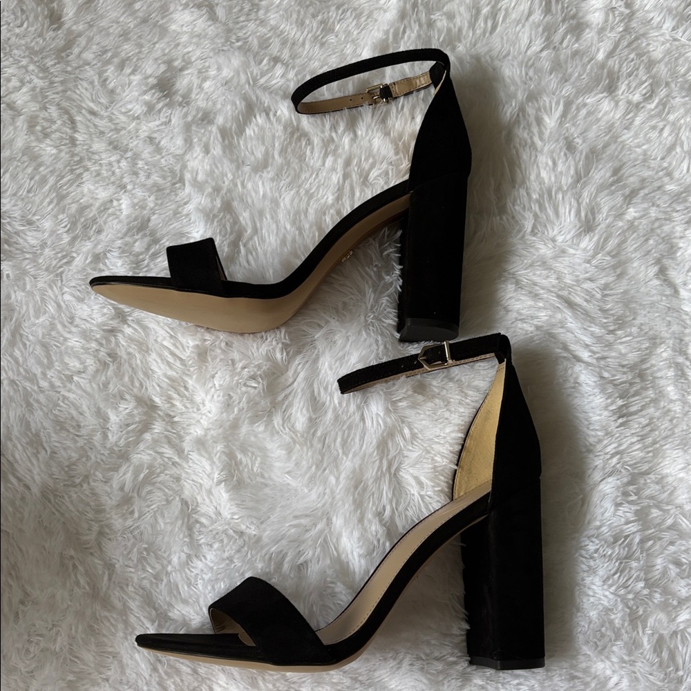 NEW In Packaging Sam Edelman Black Suede Ankle Strap Yaro Sandal Heels Size 9.5 - Picture 5 of 14